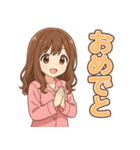 可愛いピンクパジャマ女子【ずっと使える】（個別スタンプ：25）