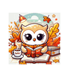 秋の読書フクロウ 1（個別スタンプ：1）