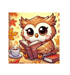 秋の読書フクロウ 1（個別スタンプ：2）