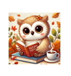 秋の読書フクロウ 1（個別スタンプ：3）