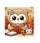 秋の読書フクロウ 1（個別スタンプ：4）