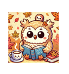 秋の読書フクロウ 1（個別スタンプ：5）