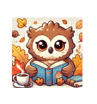 秋の読書フクロウ 1（個別スタンプ：6）