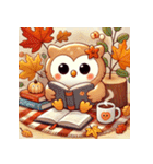 秋の読書フクロウ 1（個別スタンプ：7）