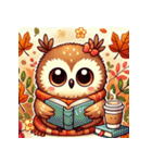 秋の読書フクロウ 1（個別スタンプ：8）