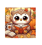 秋の読書フクロウ 1（個別スタンプ：9）