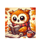 秋の読書フクロウ 1（個別スタンプ：10）