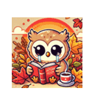 秋の読書フクロウ 1（個別スタンプ：11）