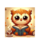 秋の読書フクロウ 1（個別スタンプ：12）