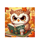 秋の読書フクロウ 1（個別スタンプ：13）