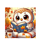 秋の読書フクロウ 1（個別スタンプ：14）