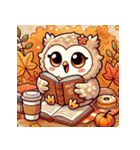 秋の読書フクロウ 1（個別スタンプ：15）