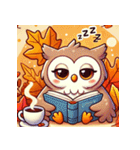 秋の読書フクロウ 1（個別スタンプ：16）