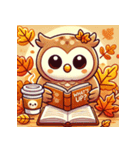秋の読書フクロウ 1（個別スタンプ：17）