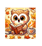 秋の読書フクロウ 1（個別スタンプ：21）