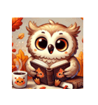秋の読書フクロウ 1（個別スタンプ：25）
