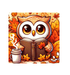 秋の読書フクロウ 1（個別スタンプ：27）