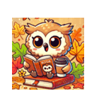 秋の読書フクロウ 1（個別スタンプ：28）