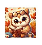 秋の読書フクロウ 1（個別スタンプ：30）