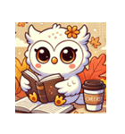 秋の読書フクロウ 1（個別スタンプ：32）