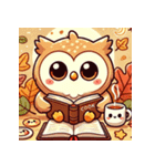 秋の読書フクロウ 1（個別スタンプ：34）
