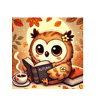秋の読書フクロウ 1（個別スタンプ：35）