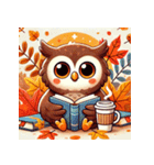 秋の読書フクロウ 1（個別スタンプ：37）