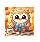 秋の読書フクロウ 1（個別スタンプ：38）