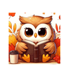 秋の読書フクロウ 1（個別スタンプ：40）