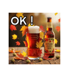 秋を感じる紅葉ビール（個別スタンプ：9）