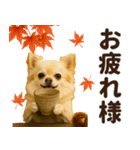 ずっと使える♡秋のチワワ！（個別スタンプ：5）