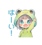 ほんわか蛙フードパーカーの女の子（個別スタンプ：29）