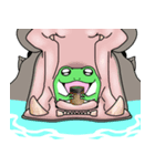 デカ動く 飲まれかけガエル silent（個別スタンプ：20）