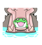 デカ動く 飲まれかけガエル silent（個別スタンプ：23）