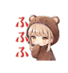 くま耳パーカーの女の子の秋（個別スタンプ：28）