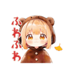 くま耳パーカーの女の子の秋（個別スタンプ：36）