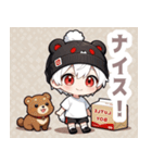 箱と白クマ帽子の男の子スタンプ（個別スタンプ：12）