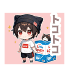 箱と焦茶ネコ帽子の男の子スタンプ（個別スタンプ：3）
