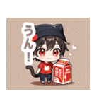 箱と焦茶ネコ帽子の男の子スタンプ（個別スタンプ：37）