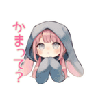 かまって♡たれ耳うさぎパーカーの女の子（個別スタンプ：1）