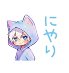 白猫耳パーカーくんの秋（個別スタンプ：37）