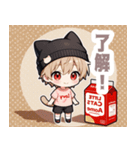 箱と天色ネコ帽子の男の子スタンプ（個別スタンプ：10）