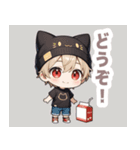 箱と天色ネコ帽子の男の子スタンプ（個別スタンプ：22）