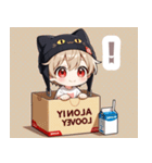 箱と天色ネコ帽子の男の子スタンプ（個別スタンプ：24）