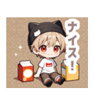 箱と天色ネコ帽子の男の子スタンプ（個別スタンプ：31）