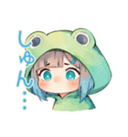 雨の日★蛙フードパーカーの女の子（個別スタンプ：25）