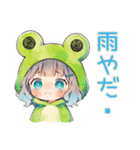 雨の日★蛙フードパーカーの女の子（個別スタンプ：39）