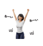 【タイ語・日本語】美人あいさつ＆お仕事（個別スタンプ：4）