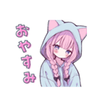 らぶりー猫耳フードの女の子の日常スタンプ（個別スタンプ：8）
