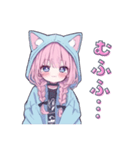らぶりー猫耳フードの女の子の日常スタンプ（個別スタンプ：10）